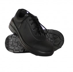 BLACK LEATHER VENICE  SHOES WITH STEEL TOE CAP