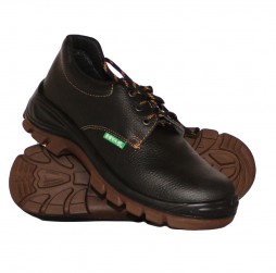 BLACK NEOGRIP LEATHER SHOES WITH STEEL TOE CAP