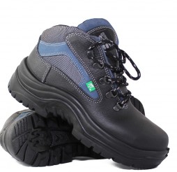 BLACK LEATHER MUNICH BLUE TRAX BOOTS WITH MIDSOLE + STEEL TOE CAP
